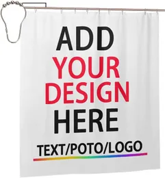 Cortinas de chuveiro à prova d'água personalizadas com ganchos C Digital Impressão completa Polyester Banheiro Carpet