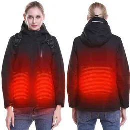 Mulheres USB jaqueta aquecida de mangas compridas casaco com capuz coletes coletes de caminhada de inverno Aquecimento do windbreaker T220811