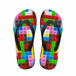 PLATOS DE Mujer personalizadas Slippers Slipper 3d Tetris Estampado Sandalias de playa de moda de verano para mujeres Flip Flip Flipflops W0x1#