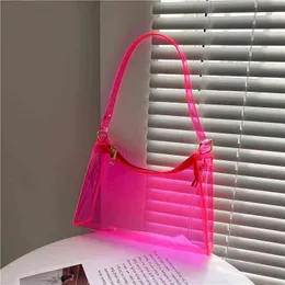 2021 Summer Transparent Pvc Jelly Bag Fashion Women's Shoulder Bag Design Clear Underarm Shopper Bag Female Purses Handbags
