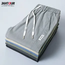 Jantour Brand Summer Thin Men's Casual Pants Solid Color Slim Elastic Midje Cotton Classic Jogging Trousers Man 28-38