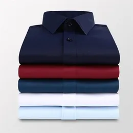 Plus Size 5XL 6XL 7XL Men Solid Color Business Shirt Fashion Casual Slim White Long Sleeve Male Brand Clothes 220813