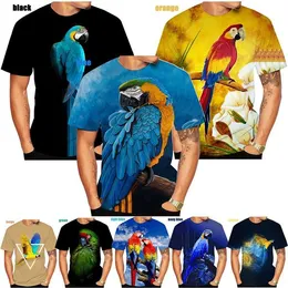 Camisetas masculinas Moda e mulher camiseta 3d Parrot Animal Prind Print camise