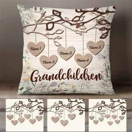 Personalized 110 Name Tree Pillowcase Family Members Custom Text Mom Grandma Pillow From Granddaughter Grandson 220711