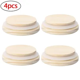 4Pcs 52mm/72mm/82mm/92mm Reusable Natural Pine Wooden Cover Lids with Silicone Seal Ring for Coffee Mug Jar Glass Drink Cup 220509