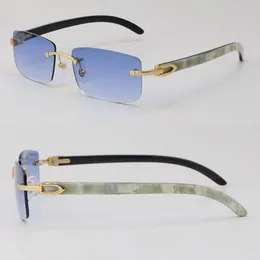 Nuovo bianco originale venduto all'interno degli occhiali da sole in corno di bufalo nero in metallo senza bordo maschio femmina occhiali da sole design classico uomo donna telai dimensioni: 57-18-140mm