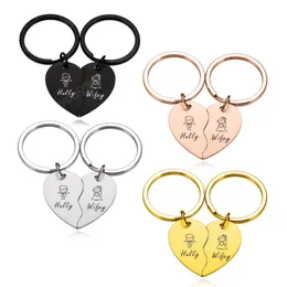 2Pcs Customized Couple Keychain Set Heart Shape Fashion Keychains Personalized Gift To Girlfriend Boyfriend