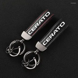 Schlüsselanhänger Hochwertiges Leder Auto Schlüsselanhänger 360 Grad drehbare Hufeisenschlüsselringe für Kia Cerato GT 3 2 1 2022 20221 Zubehör Miri22