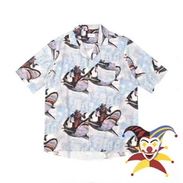 2022SS Rhude Shirt Men Women Women Hawaii Casual Shark Direct Injeção T-shirt camisetas