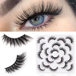 Falska ögonfransar 5/10pairs Natural Long 3D/6D Fake Mink Lashes Thick Volume Eyelash Handmade Beauty Eyelashesfalsefalsefalse Harv22