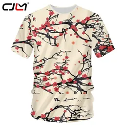 Herr t-shirts CJLM Summer Top Men Full Print Plum Blossom 3D TShirts Man Hip Hop Slim Fit Fitness undertröjor unisex kort ärm tees shir w220409