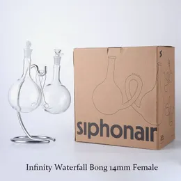 14mm Female Joint Universal Gravity Water Vessel Hookahs Infinity Waterfall Oil Rig Thick Glass Bongs Recycler Dab Rigs Diffused Donwstem Bowl WP2119
