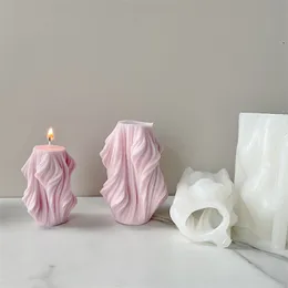Creative Tree Root Silicone Candle Geometric Wave Rotating Scented Mould Set Columnar Bakery Pastry Resin Plaster Mold Gift 220611