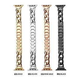 Fashion Denim Chain Strap for Apple Watch Band Ultra 49mm 41mm 45mm 42mm 38mm 40mm 44mm Luxury Lady Metal Rostfritt stål Kvinnarmband IWATCH Series 8 7 6 SE 5 4 3