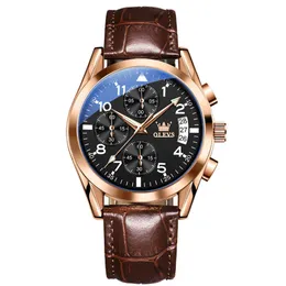 OLEVS 2878 High Quality Original Men's Watch Waterproof Luminous Quartz Wrist watch Leather Date Sports Top Brand Male Watch