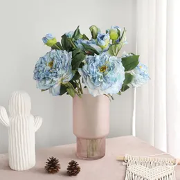 Dekorativa blommor kransar konstgjorda peony för dekoration falsk verklig touch ranunculus silkblommor bröllop blommor arrangemang parti