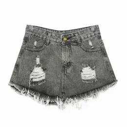 Vintage Women Jeans Shorts Casual High Waisted Ripped Denim Byxor Frayed Raw Hem Jeans Plus Storlek S-6XL