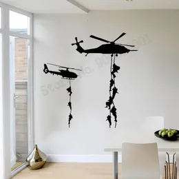 Wall Stickers Helicopters Airmobile Soldier Silhouette Sticker Art Removeable Poster Mural Decals Decor Beauty Modern LY1122Wall StickersWal