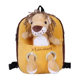 Animal Plush Backpack Cartoon Tiger Giraffe School Bag Kid Bag Detachable Doll Plush Soft Baby Toys Kids Birthday Christmas Gift 220425