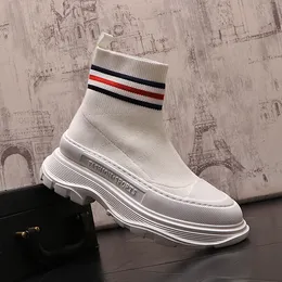 Hochzeit Herbst Frühlingskleider Party Schuhe Mode weiße Höhe gestrickte Socken laufen Sneaker atmungsaktiv