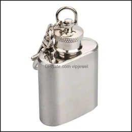 Keychains Fashion Accessories Stainless Steel Wine Bottle 1Oz Mini Hip Flask Key Rings For Men Women Jew Dhanh