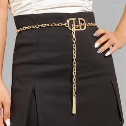 Celra Mulheres Metal Chain Belt Punk Hip Hop Golas de prata de prata para calça jeans Casual meninas de cintura Party Belts Party