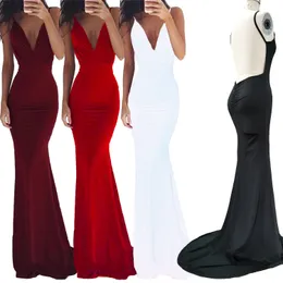 Women Sexy Deep V Summer Dress Camisole Reveal Back Longuette Elegant Dress Female Ladies Sleeveless Party Club Prom Dresses