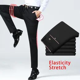 Men's Suits & Blazers Men's Solid Pants Men Casual Elastic Long Trousers Cotton Suit Skinny Office Work For Male Classic ClothingMen's