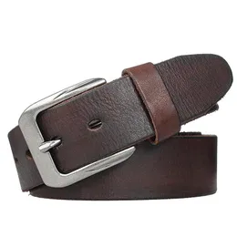 Belts Punk Designer Belt Men Real Full Grain Thick Cowhide Genuine Leather Vintage3.8cm Wide Masculine Big Size Soft