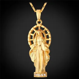 펜던트 목걸이 KPOP Virgin Mary Necklace 금/은색 오스트리아 모조 다이아몬드 여성/남성 거룩한 순수한 기독교 유약 p107 텐더 넥 라크 스펙