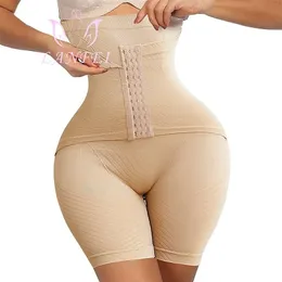 Lanfei Womens Firm Tummy Control Butt Lifter Shapewear High midje Trainer Body Shaper Shorts lår Slim Girdle trosor med Hook 220702