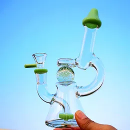 Slitted Donut Perc Glass Bong Hookahs Showerhead Percolator Water Pipes Glow In The Dark Ball Thick Pyrex 14mm Female Joint Oil Dab Rigs Beaker Bong With Bowl