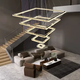 Oturma Odası Avize Işık Lüks Kare Yemek Odası Kristal Lamba Modern Minimalist Atmosfer Villa Dubleks Merdiven Lambaları