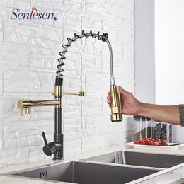 Promoção por atacado e varejo Luxury Chrome Brass Spring Kitchen Torneira de orifício de orifício de orifício de orifício de orifício Tap T200424