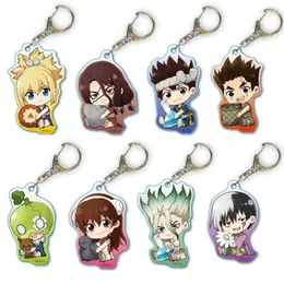 Keychains 5-10pcs Dr.Stone Keychain Ishigami Senkuu Tsukasa Amber Chrome Asagiri Gen Figure Key Ring Toy Decor Gift Miri22