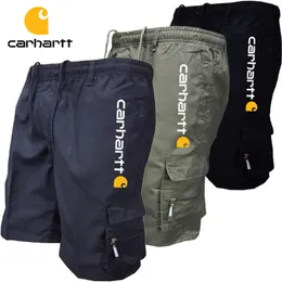 Pantalones Cortos De Hombre Herr Summer Cargo Shorts Rak Bomull Tunn Andas Knä Solid Halv Casual Pockets Byxor 220608