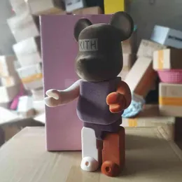 400% Bearbrick Kith Bear Flocking Ozdoby Kolekcja Ręcznie wykonany model Building Block Doll AA220323