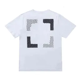 Men's T-shirts T-shirts Spring and Summer Women's Style White Back Contrast Wavy Line Element Short Sleeve T-shirt