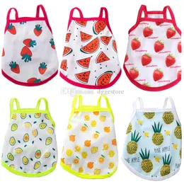 Gilet per cani in tessuto a rete Abbigliamento per cani morbido e traspirante Stampa a sublimazione Serie di frutta Vestiti per animali domestici Camicie per animali domestici estivi per cani di piccola taglia Chihuahua Barboncino Commercio all'ingrosso A314