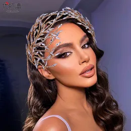 Wide Diamond Wedding Tiara Barock Crystal Bridal Headwear Crown Rhinestone med Bröllop Smycken Hår Tillbehör Bröllop Kronor Headpieces HP421