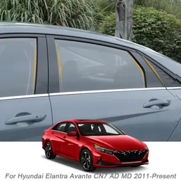 6PCS Car Window Center Pillar Sticker Trim Anti-Scratch Film For Hyundai Elantra Avante CN7 AD MD 2011-2023 External Accessories