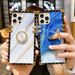 Fashion Square Designers Phone Cases For iphone 13 mini 12 11 Pro Max XR XS X 8 7 Bling Metal Shining Gradient Cover With stand