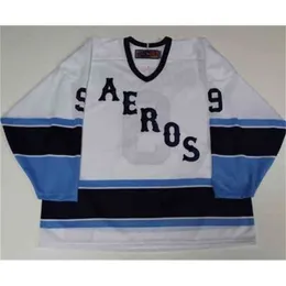 MTHR 9 Gordie Howe Houston Eros Hockey Jerseyメンズ刺繍ステッチ任意の数字と名前Jerseys