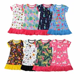 Abiti da ragazza Abiti da ragazza Casual Casual Summer manica corta Camicia da notte 3D Stampa 3D Toddler Girls Abbigliamento Nightdress comodo Sleepwear