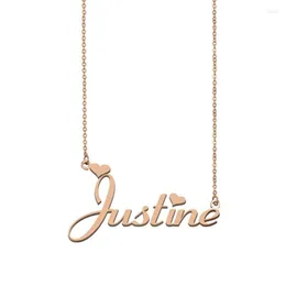 Hänge halsband Justine Name Necklace Custom For Women Girls Friends Birthday Christmas Mother Days Gift