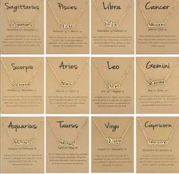 Stary angielski naszyjnik zodiaku dla kobiet dziewczyn horoskop narodziny znak zodiaku list astrologia 12 konstelacji naszyjnik prezent urodzinowy z kartą hurtową