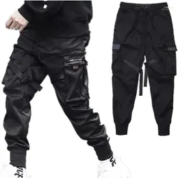 Pantaloni da uomo Hip Hop Boy Track Elastico in vita Harem Pant Uomo Streetwear Nastri punk Design Pantaloni Uomo Tasche nere Pantaloni da uomo Drak22