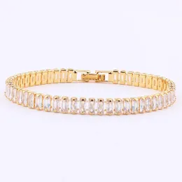 Urok Bracelets Homme Tennis 18K Gold Cubic Zirkonia Bransoletka dla kobiet krystalicznie lodowany łańcuch pulseras punk cZ biżuteria