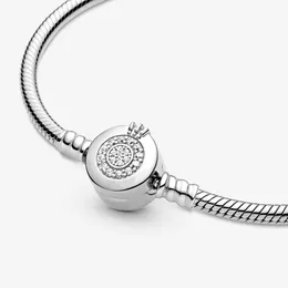 925 أساور فضية للنساء DIY Fit Pandora Charms Crown Buckle Snake Bone Bracelet