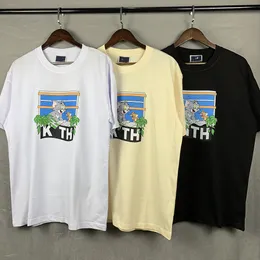 Мужская футболка Мужская дизайнер Kithi T Rooms Tech Fleeme Fleeme Отражающая светящаяся трапеция выпечатана высококачественная шея.
